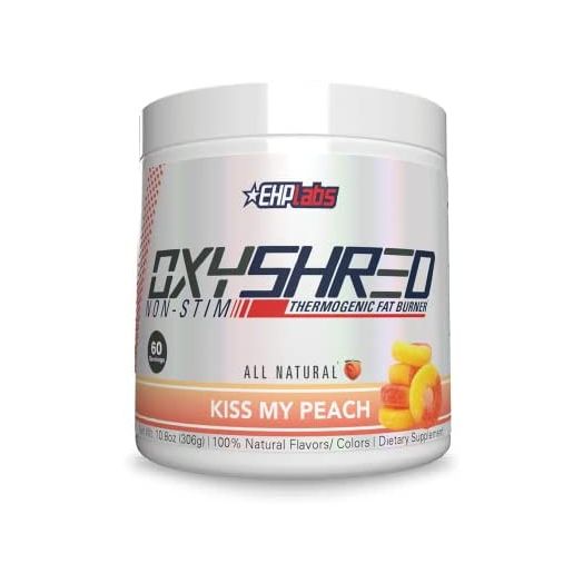 EHPlabs OxyShred Non-Stimulant Shredding Supplement - Promotes Shredding, Energy Booster, Pre-Workout, Mood Booster - Peach, 60 Servings