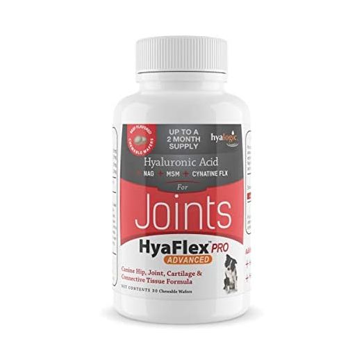 Hyalogic HyaFlex Pro Advanced - 30 Beef-Flavored Wafers - A Dog Joint Supplement with Hyaluronic Acid, Glucosamine, MSM & Cynatine - Supports Canine Hips, Cartilage, and Flexibility
