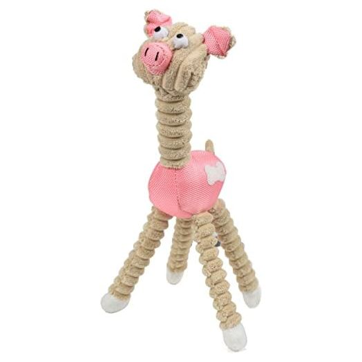 Pet Life 'Giraffe Pig' All Natural Recyclable Jute Rope and Squeak Chew Pet Dog Toy
