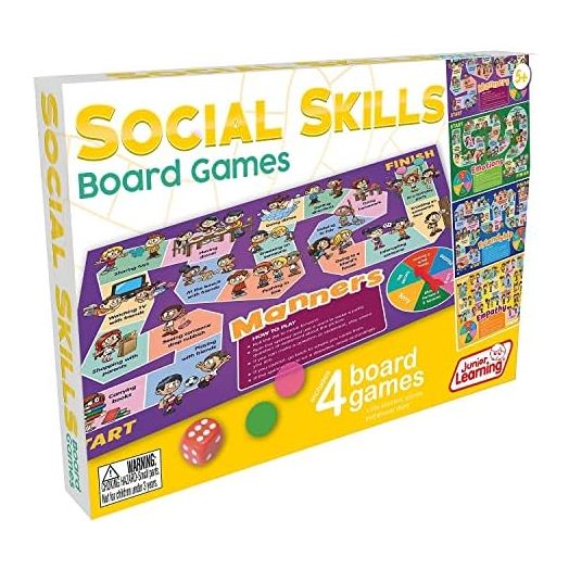 Junior Learning Social Skills Board Games, 4 Games, Ages 5-8, Empathy & Manners, Grade 1-2