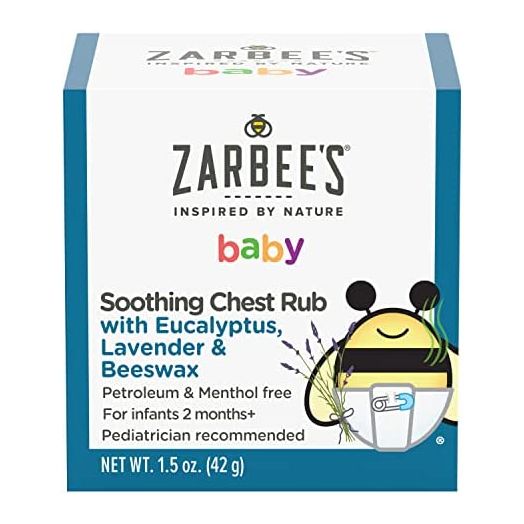 Zarbee's Baby Soothing Chest Rub with Eucalyptus & Lavender, Petroleum-Free Safe and Effective Formula, 1.5 Ounce