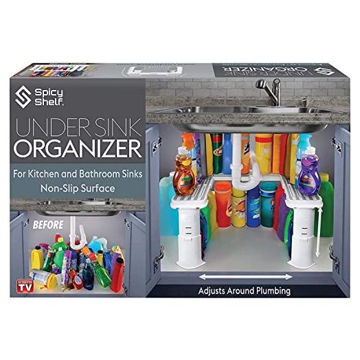 Spicy Shelf Expandable Under Sink Organizer and Storage I Bathroom Under the Sink Organizer Kitchen Under Sink Shelf I Cleaning Supplies Organizer Under Sink Storage I EXPANDABLE HEIGHT DEPTH & WIDTH