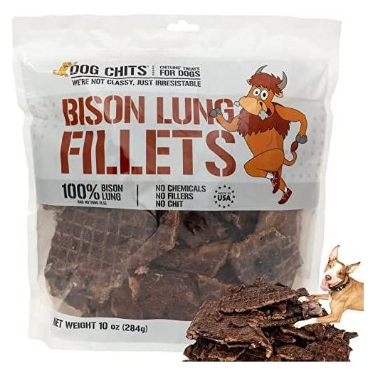 Dog Chits Bison Lung Fillets for Dogs - Dog and Puppy Chews, Huge Bag, Made in USA, All-Natural Treats, Crispy not Crumbly, Large and Small Dogs, Flavor Dogs Love