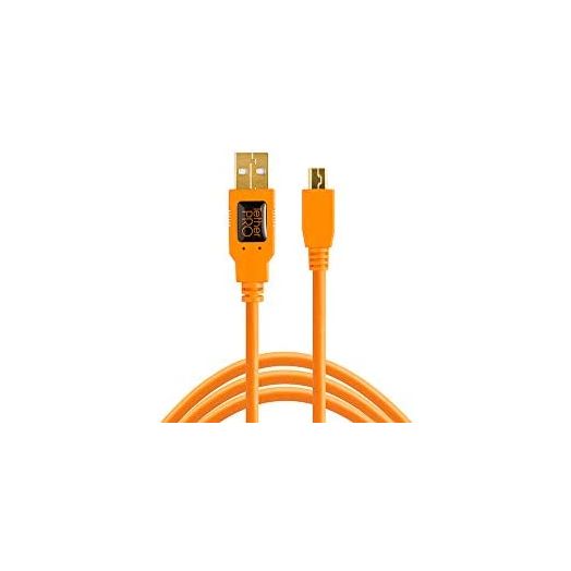 Tether Tools TetherPro USB 2.0 to Mini-B 5-Pin Cable, 15' (4.6m), High-Visibility Orange