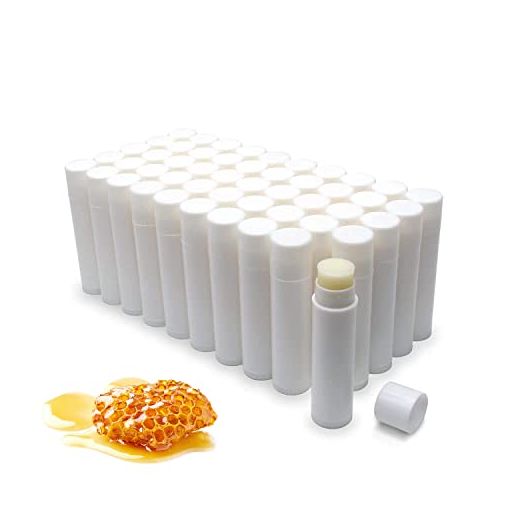 Natural Lip Balm Bulk, Unlabeled Filled, 50 Pack, Honey | Add Your Own Labels For Party Favors, Gift Baskets, or Business Branding. For Men, Women, and Children
