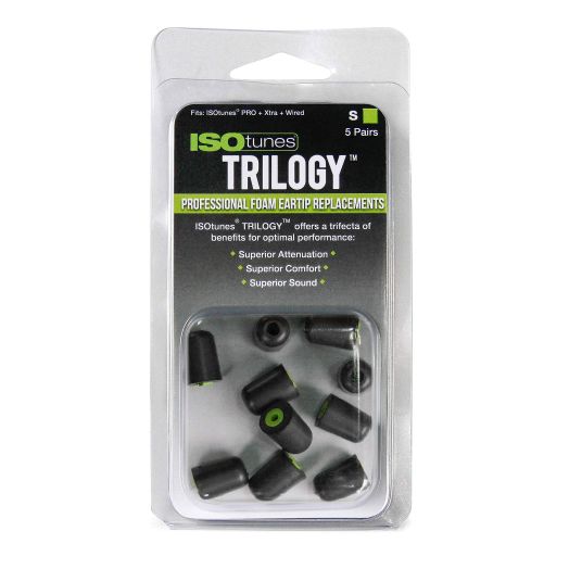 ISOtunes Trilogy™ Foam Replacement Eartips for ISOtunes PRO, Xtra, Wired (5 Pair Pack) (Small, Green)
