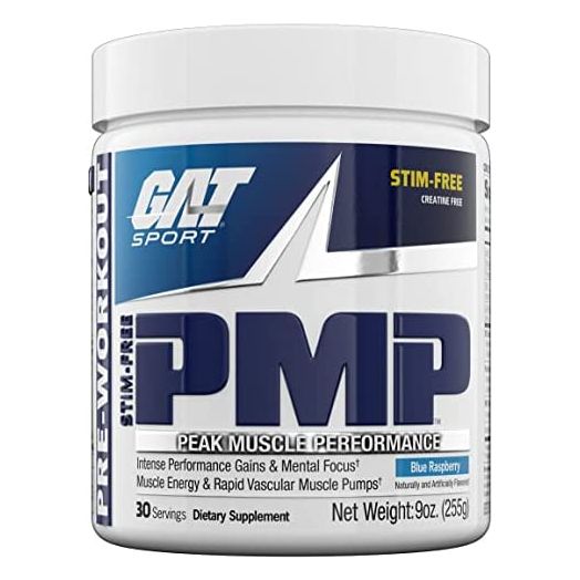 GAT Sport PMP (Peak Muscle Performance), Pre-Workout, 30 Servings (Blue Raspberry (Stim-Free))
