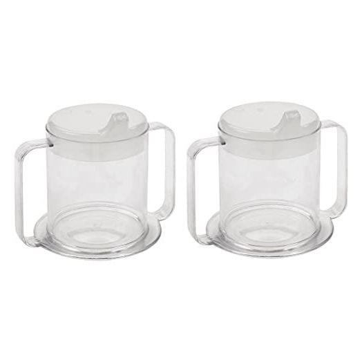 Independence 2-Handle Plastic Mug with 2 Style Lids, Lightweight Drinking Cup with Easy-to-Grasp Handles for Hot and Cold Beverages, Spill-Resistant Adult Sippy Cup (2-Pack)