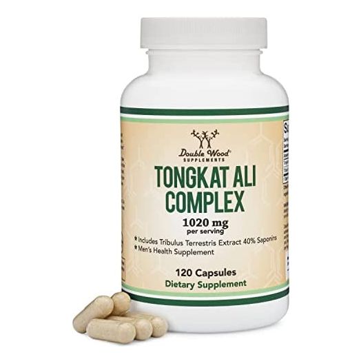 Tongkat Ali Extract 200 to 1 (Longjack) Eurycoma Longifolia, 1020mg per Serving, 120 Capsules - Testosterone and Men's Health Support, with 20mg Tribulus Terrestris by Double Wood Supplements