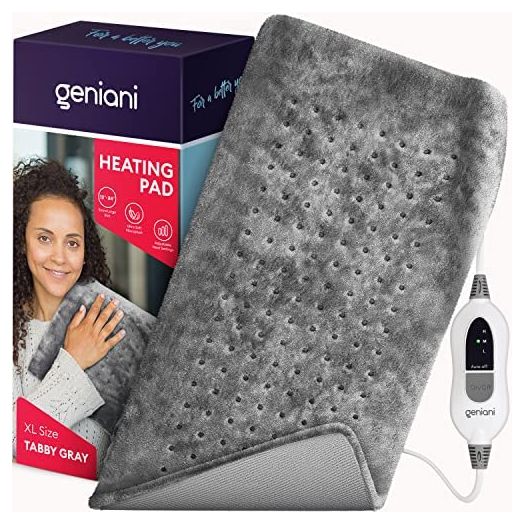 GENIANI Extra Large Electric Heating Pad, 12"x24" (Tabby Gray)