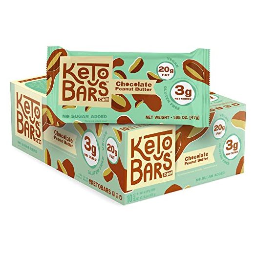 KETO BARS : The Original High Fat, Low Carb, Ketogenic Bar. Gluten Free, Vegan, Homemade with simple ingredients. [Chocolate Peanut Butter, 10 Pack]
