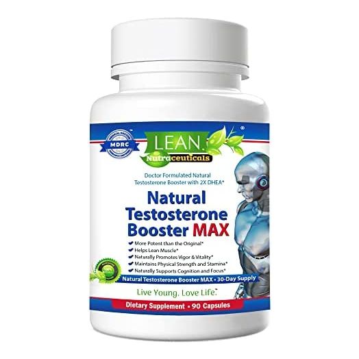 Lean Nutraceuticals Md Certified Testosterone Booster for Men Max Natural Actives Metabolism Booster Muscle Builder Tongkat Ali, Tribulus Territis, Horny Goat, Dhea, DAA, Fenugreek 90 Caps