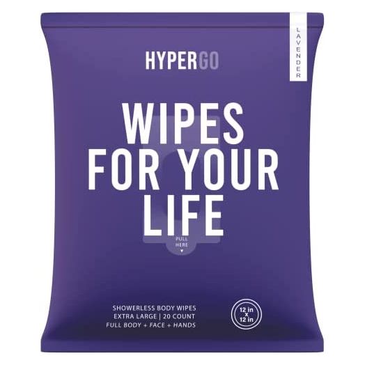 HyperGo Full Body Wipes – Cleansing Wipes for Quick Refresh (Lavender, 20 Count (1 Pack)