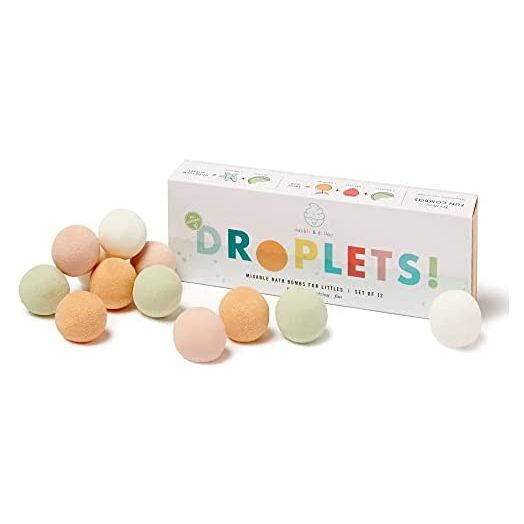 Dabble & Dollop Droplets - Natural Bath Bombs for Kids, 100% USA-Made, Moisturizing & Fun, Paraben & Sulfate Free, Vegan, Gluten-Free, Tear-Free (Set of 12)