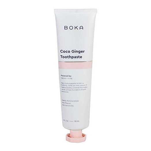 Boka Coco Ginger Natural Toothpaste, Nano-Hydroxyapatite for Remineralizing, Sensitivity and Whitening, Fluoride-Free, Dentist Recommended for Kids and Adults, Made in USA, 4oz (Pack of 1)