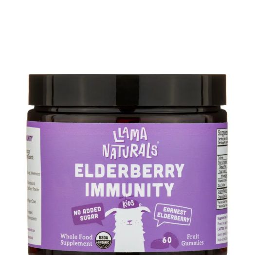 Llama Naturals Kids Organic Elderberry Immunity, Earnest Elderberry Flavor - 60 Fruit Gummies
