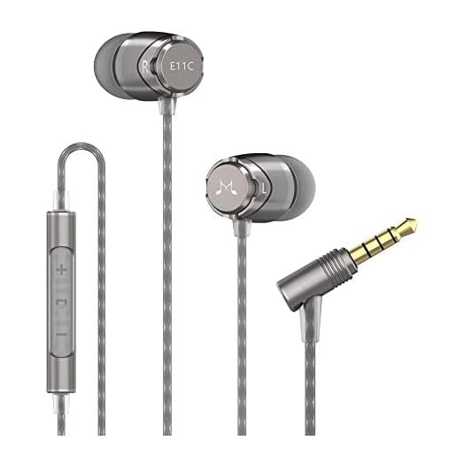 SoundMAGIC E11C Wired Earbuds with Microphone HiFi Stereo Earphones Noise Isolating in Ear Headphones Powerful Bass Tangle Free Cord Gunmetal