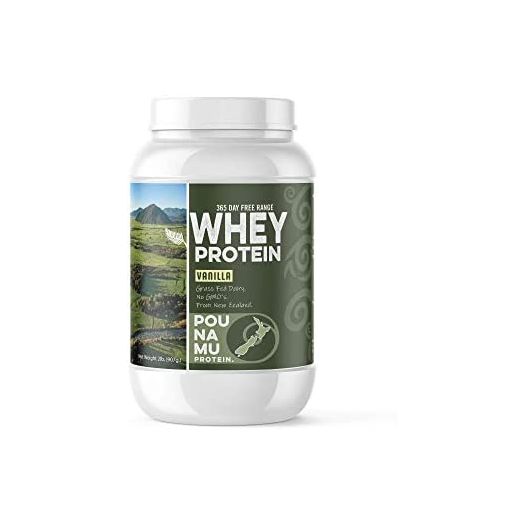 Pounamu Vanilla Whey Protein Concentrate Powder, 23g Protein, 2g Sugar, 120 Calories | New Zealand Free-Range, Grass-Fed Dairy | Gluten-Free, Keto, Kosher | 2LB, 30 Servings