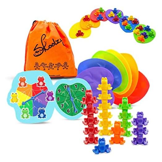 Skoolzy Counting Toys for Kids Ages 3-5. Learning Frogs Color Sorting Toy Set, Numbers Matching, Montessori Educational Boys and Girls Preschool Games Gifts Stocking Stuffers