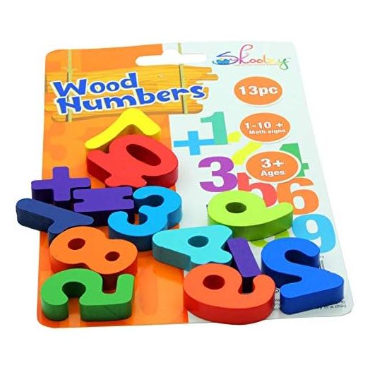 Skoolzy Rainbow Wooden Numbers Puzzle 13 Piece Set - Kids Can Learn Addition Subtraction Educational Counting Math Montessori Toys for Toddlers Preschool Wood Toy Learning Blocks for Kids Ages 3+