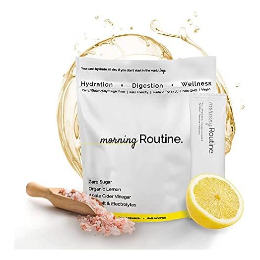 Morning Routine Daily Hydration | Electrolyte Powder Packets with Apple Cider Vinegar, Lemon and Sea Salt | Hydrate Powder, Electrolyte Drink Mix | Keto & Paleo Electrolytes Hydration Powder - 30 ct