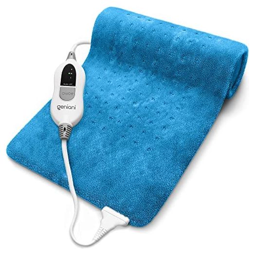 GENIANI Extra Large Electric Heating Pad for Back Pain and Cramps Relief - Auto Shut Off - Soft Heat Pad for Moist & Dry Therapy - Heat Patch (Aqua Blue)