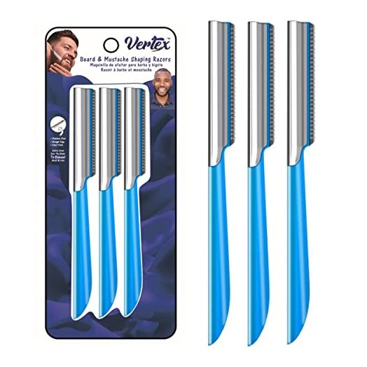Beard Mustache Straight Edge Razor – Mens Beards Edgers Trimmer Shaping Tool Blade Men Eyebrow Shaper Straight Mustaches Edger Angles Replacement Travel Razors Disposable Stainless Steel Straightener