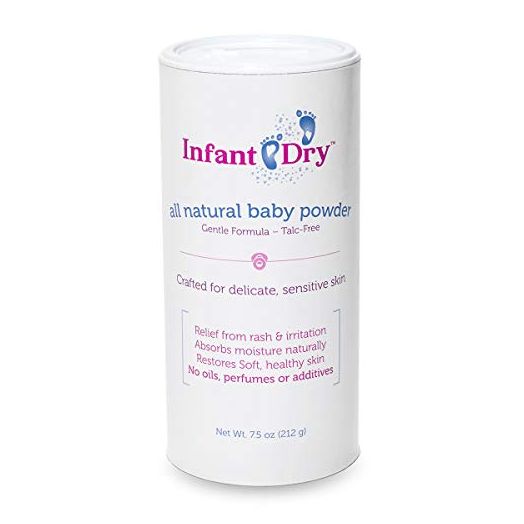 Infant Dry All Natural Baby Powder (7.5oz) | Gentle Formula Talc Free | All Natural and Unscented Dusting Powder for Sensitive Baby Skin