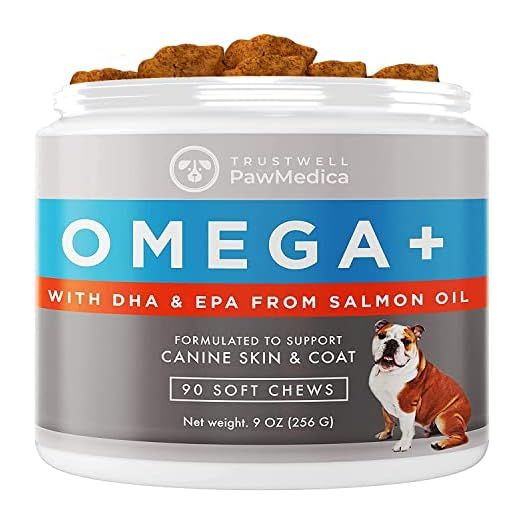 PawMedica Omega 3 for Dogs, Dog Skin and Coat Supplement with Fish Oil Love Helps with Dog Dry Skin, Omega 3 6 9 Vitamin Chews for Dog Allergies