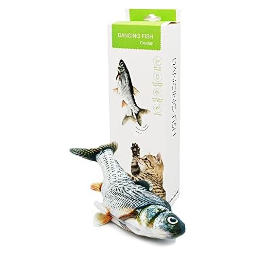 Flopping Fish Cat Toy - Interactive Cat Fish Toy for Indoor Cats | 2 Catnip Packets Included to Relieve Anxiety & Cure Boredom | USB-Charged Flopping Fish Cat Toy That Moves | Washable Gifts for Cats
