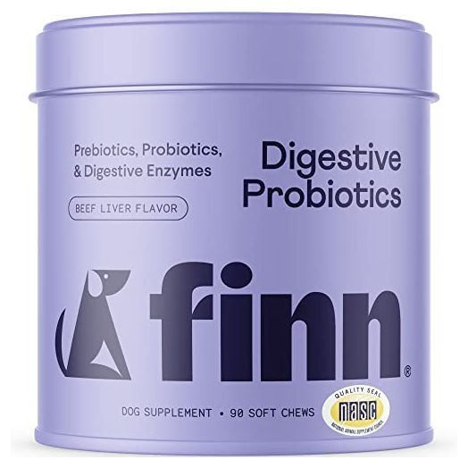 Finn Digestive Probiotics for Dogs - Supports Total Digestive Health from Gut to Tail - with Pumpkin, Prebiotics, & Live Probiotics - Vet Recommended & Made in The USA - 90 Soft Chews
