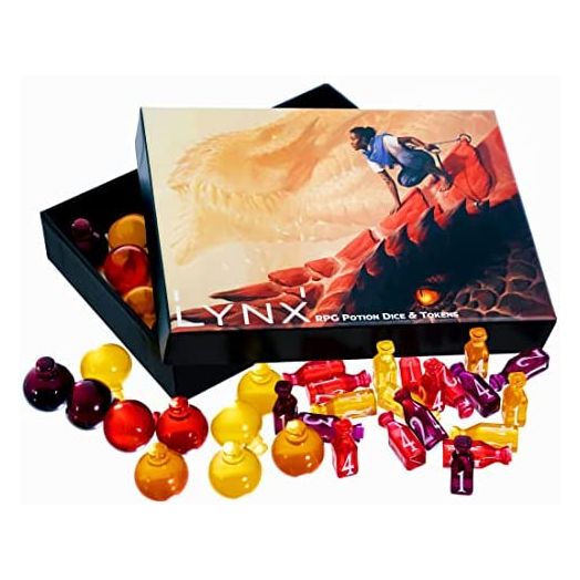 LYNX 15 DND Healing Potion Tokens with Color Matching D4 Dice Set
