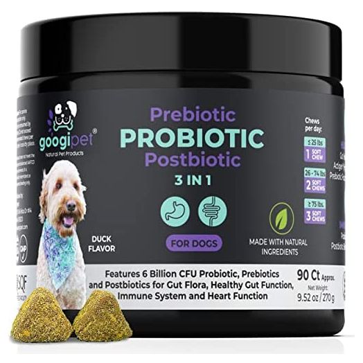 Googipet digestive probiotics for dogs - dog probiotics and digestive enzymes - All-Natural Dog Probiotic Chews W/ Prebiotics & Pumpkin, Helps Dog Diarrhea, Constipation, Digestion, Allergy & Immunity