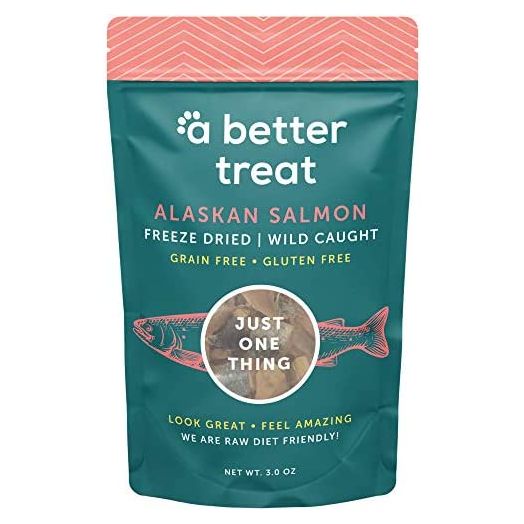 A BETTER TREAT – Freeze Dried Salmon Dog Treats, Wild Caught, Single Ingredient | Natural High Value | Gluten Free, Grain Free, High Protein, Diabetic Friendly | Natural Fish Oil | Made in The USA