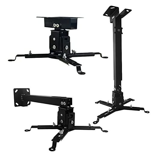 Projector Mount Wall or Ceiling Projection Mount Bracket with Adjustable Height and Extendable Arms Mount for Home and Office Projector