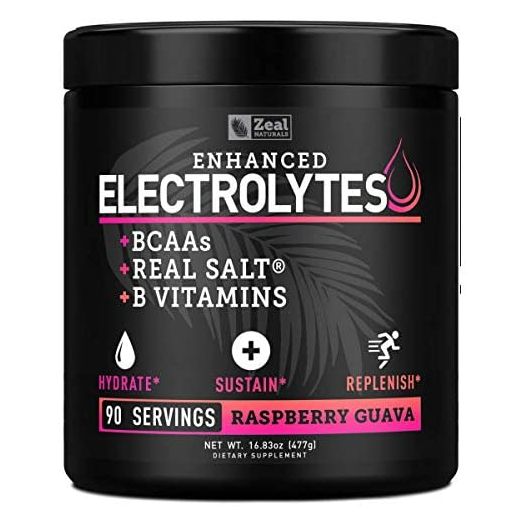 Enhanced Electrolyte Powder (Raspberry Guava 90ct) Sugar Free + BCAA, B-Vitamins & Real Salt® - Keto Electrolytes Drinks, Hydration Powder w Potassium, Sodium, Zinc, Magnesium for Hydration & Recovery