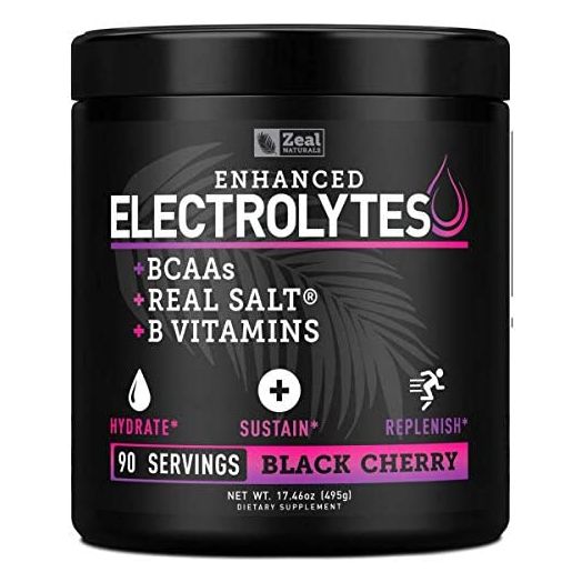 Enhanced Electrolyte Powder (Black Cherry| 90ct.) Sugar Free + BCAA, B-Vitamins & Real Salt® - Keto Electrolytes Drinks, Hydration Powder w Potassium, Sodium, Zinc, Magnesium for Hydration & Recovery