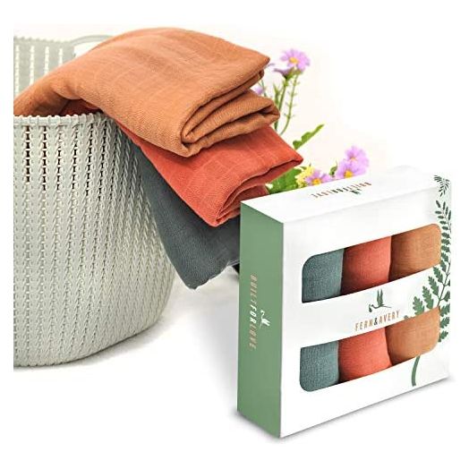 Fern & Avery Swaddle Blankets - Organic Cotton and Bamboo Baby Blankets - Gender Neutral Muslin Swaddles for Baby Boy or Baby Girl - Newborn Essential Receiving Blankets - Swaddle Set of 3 - Forest