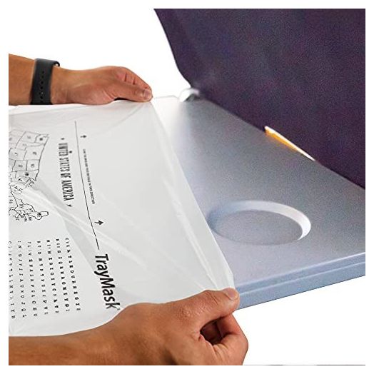 TrayMask Disposable Tray Table Cover | Must Have Airplane Travel Essentials | Perfect for Toddlers, Kids and Adults Travel Accessories | Provides a Fresh/Clean Layer of Protection | 10 Pack
