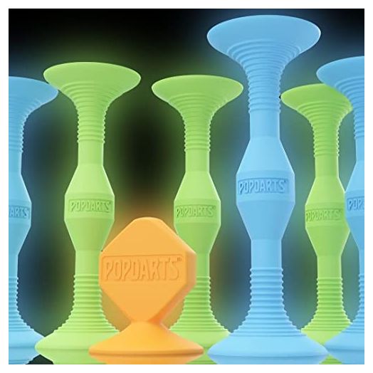 Popdarts Glow Pack Game Set, Glow in The Dark (Blue and Green), Suction Cup Throwing Game