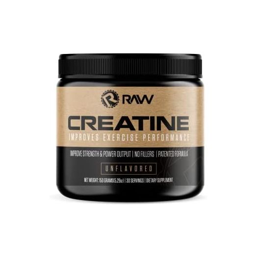 RAW NUTRITION Creatine Monohydrate Powder Unflavored | Micronized Creatine Monohydrate Supplement Helps Workout Performance, Build Muscle & Strength | Creatine for Men & Women, 150g (30 servings)