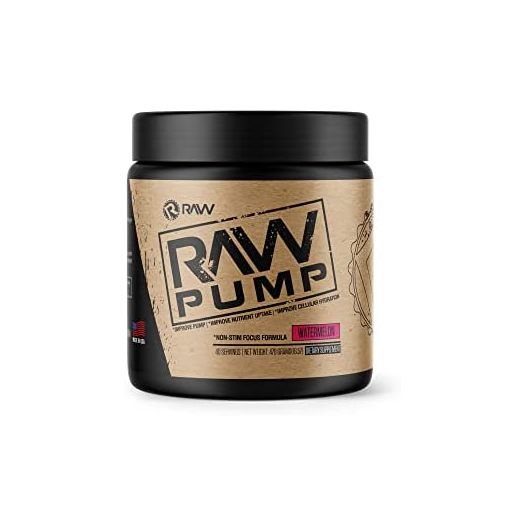 RAW Pump Stim Free Pre Workout | Non-Stimulant Pre Workout Supplement Powder Nitric Oxide Booster | Pre Workout Supplements Drink for Powerful Pumps During Workout | Watermelon (40 Servings)
