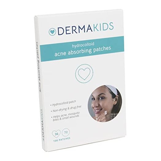 Dermakids Hydrocolloid Patches - Acne Dots, Pimple Stickers for Kids & Teens - Blemish Covers to Protect Zit, Small Wounds & Bug Bites - Non-Drying Spot Bandage - Heart & Circle Shapes, Pack of 108