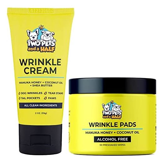 Paste for Bulldog Wrinkle+Wipes For Bulldog Wrinkle-Wrinkle Rash Treatment for French Bulldog, Pug, English Bulldog-Cleans Tail Pockets,Paw Balm,Tear Stain Remover-Bulldog Wrinkle Cream & Skin Soother