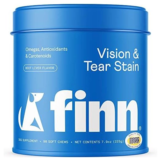 Finn Vision & Tear Stain Support for Dogs - Lutein, Beta-Carotene, and Tear Stain Defense