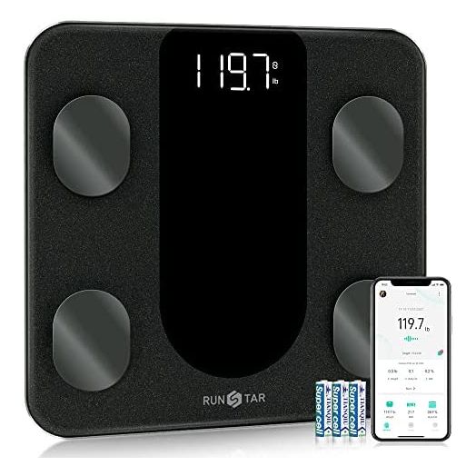Scale for Body Weight, Runstar Digital Bathroom Smart Scale LED Display, 13 Body Composition Analyzer Sync Weight Scale BMI Baby Mode with Starfit App 400lbs - Black
