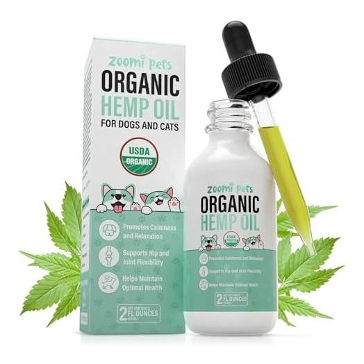 Calming Organic Hemp Oil for Dogs and Cats - Hemp Oil Drops with Omega Fatty Acids - Hip and Joint Support, Skin and Coat Health and Allergy Relief - Helps with Anxiety, Stress and Pain