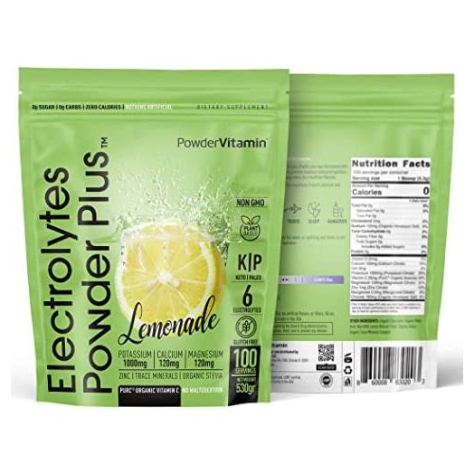 PowderVitamin Keto Electrolytes Powder Plus, Lemonade (100 Servings) 0 Sugar, No Maltodextrin,1000mg Potassium,120mg Calcium,120mg Magnesium,Organic Vitamin C,Zero Calories, Energy Hydration Powder