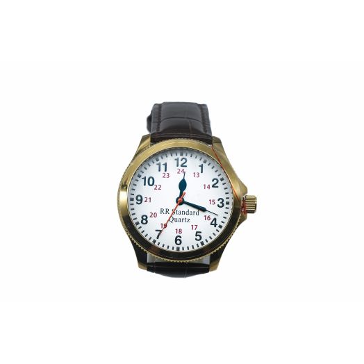 Pinnacle Awards Railroad Approved Wrist Watch Plain Dial Face Gold Stainless Steel Case