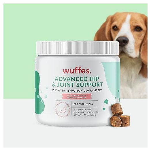 Wuffes Chewable Dog Hip and Joint Supplement for Small & Medium Breeds - Glucosamine & Chondroitin Chews - Dog Joint Supplements & Vitamins - Extended Joint Care - 60 Ct
